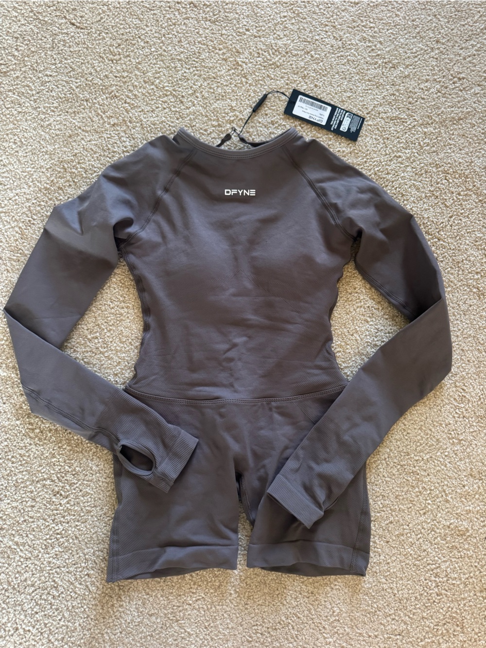 DFYNE Women's Long Sleeve One Piece in color Truffle